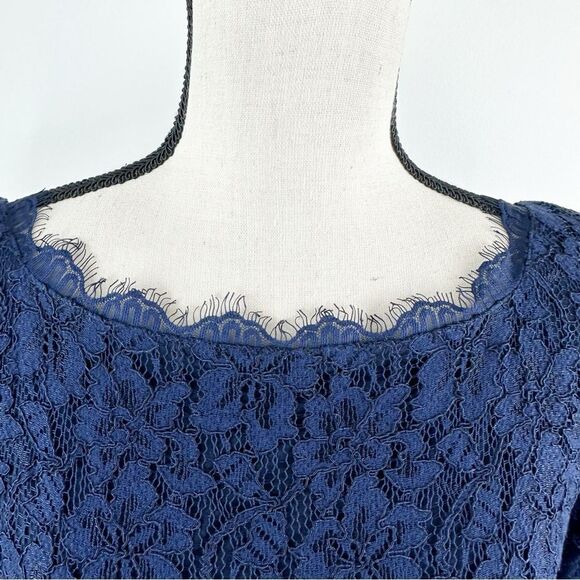 Diane Von Furstenberg Zarita Lace Mini Dress in Navy‎ Blue Size 10 - Picture 5 of 14